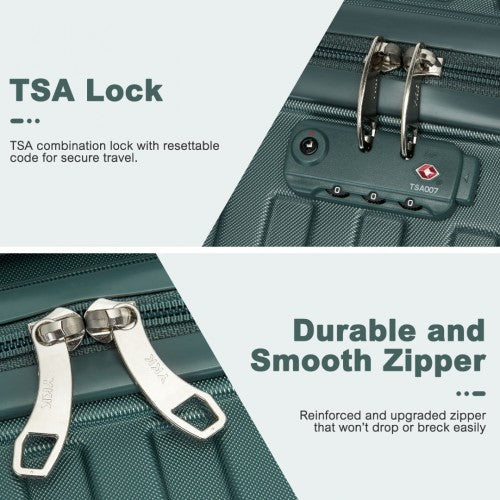 Supercase 24 Inch Sleek Geometric Pattern Hard Shell ABS+PC Check - In Suitcase with TSA Lock for Effortless Travel - Military Green