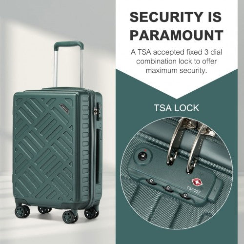 Supercase 24 Inch Sleek Geometric Pattern Hard Shell ABS+PC Check - In Suitcase with TSA Lock for Effortless Travel - Military Green