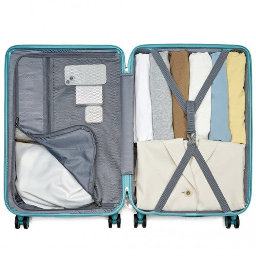 Supercase 24 Inch Sleek Geometric Pattern Hard Shell ABS+PC Check - In Suitcase with TSA Lock for Effortless Travel - Blue