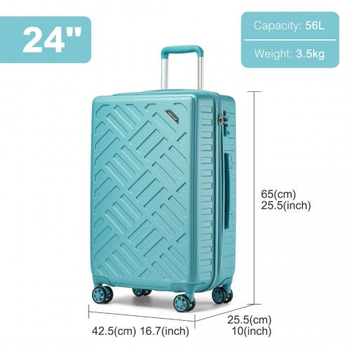 Supercase 24 Inch Sleek Geometric Pattern Hard Shell ABS+PC Check - In Suitcase with TSA Lock for Effortless Travel - Blue