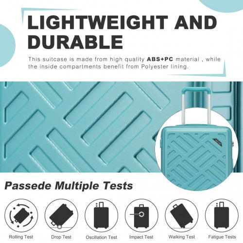 Supercase 24 Inch Sleek Geometric Pattern Hard Shell ABS+PC Check - In Suitcase with TSA Lock for Effortless Travel - Blue