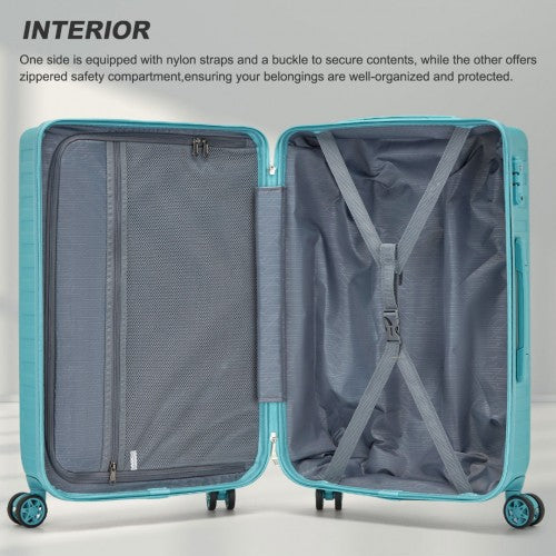 Supercase 24 Inch Sleek Geometric Pattern Hard Shell ABS+PC Check - In Suitcase with TSA Lock for Effortless Travel - Blue