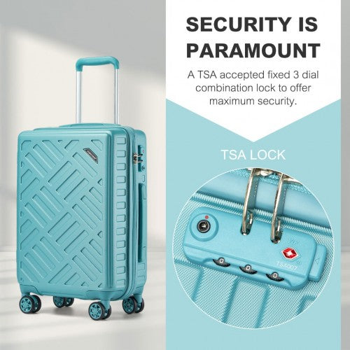 Supercase 24 Inch Sleek Geometric Pattern Hard Shell ABS+PC Check - In Suitcase with TSA Lock for Effortless Travel - Blue
