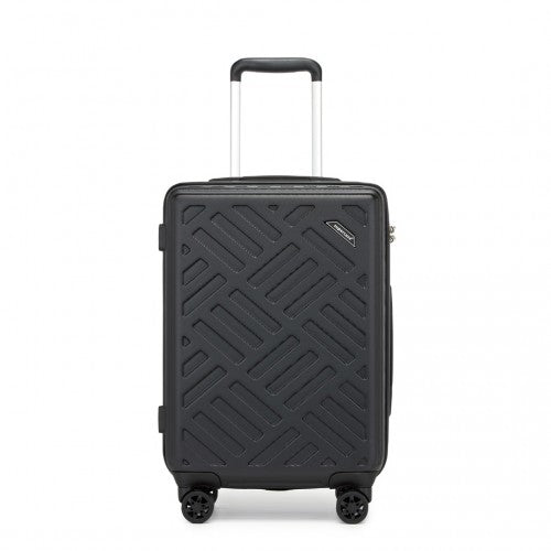 Supercase 20 Inch Sleek Geometric Pattern Hard Shell ABS+PC Cabin Carry - On Suitcase with TSA Lock - Black
