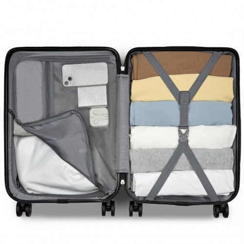 Supercase 20 Inch Sleek Geometric Pattern Hard Shell ABS+PC Cabin Carry - On Suitcase with TSA Lock - Black