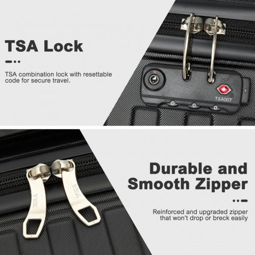 Supercase 20 Inch Sleek Geometric Pattern Hard Shell ABS+PC Cabin Carry - On Suitcase with TSA Lock - Black