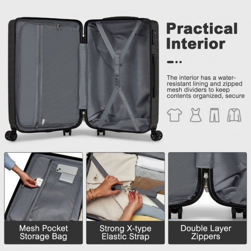 Supercase 20 Inch Sleek Geometric Pattern Hard Shell ABS+PC Cabin Carry - On Suitcase with TSA Lock - Black