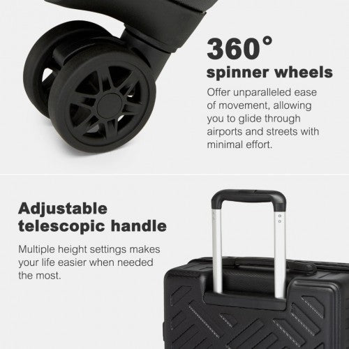 Supercase 24 Inch Sleek Geometric Pattern Hard Shell ABS+PC Check - In Suitcase with TSA Lock for Effortless Travel - Black