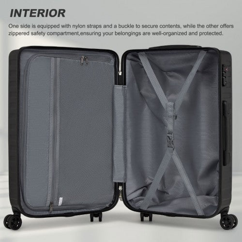 Supercase 24 Inch Sleek Geometric Pattern Hard Shell ABS+PC Check - In Suitcase with TSA Lock for Effortless Travel - Black