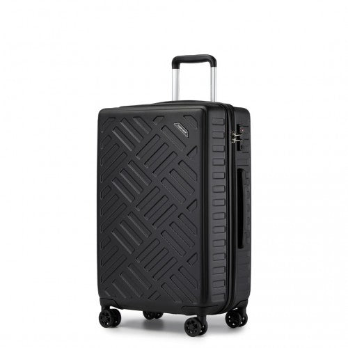 Supercase 3 - Piece Sleek Geometric Pattern Hard Shell ABS+PC Suitcase Set with TSA Lock For Effortless Travel - Black