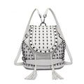 Miss Lulu Skull Studded Backpack Shoulder Bag - Beige