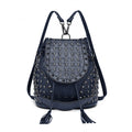 Miss Lulu Skull Studded Backpack Shoulder Bag - Navy