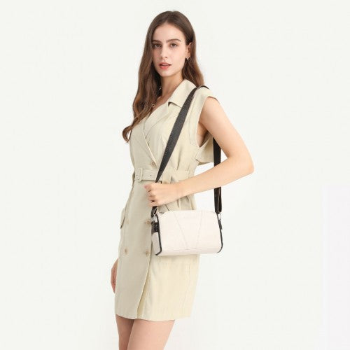 Miss Lulu Simple And Elegant Wide Strap Genuine Leather Crossbody Bag - Green