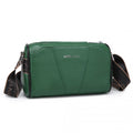 Miss Lulu Simple And Elegant Wide Strap Genuine Leather Crossbody Bag - Green