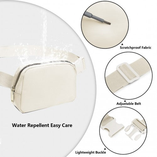 Miss Lulu Lightweight Stylish Water - Resistant Casual Bum Bag - Beige