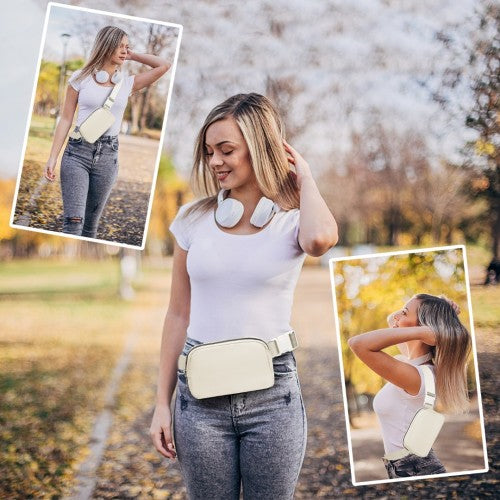 Miss Lulu Lightweight Stylish Water - Resistant Casual Bum Bag - Beige