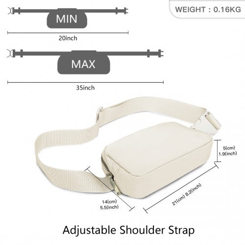 Miss Lulu Lightweight Stylish Water - Resistant Casual Bum Bag - Beige