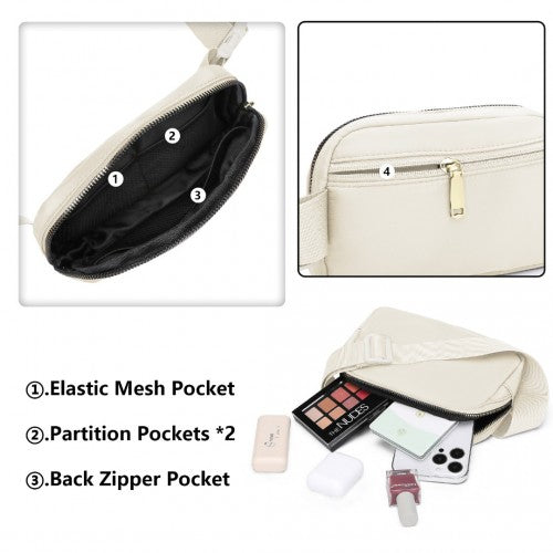 Miss Lulu Lightweight Stylish Water - Resistant Casual Bum Bag - Beige