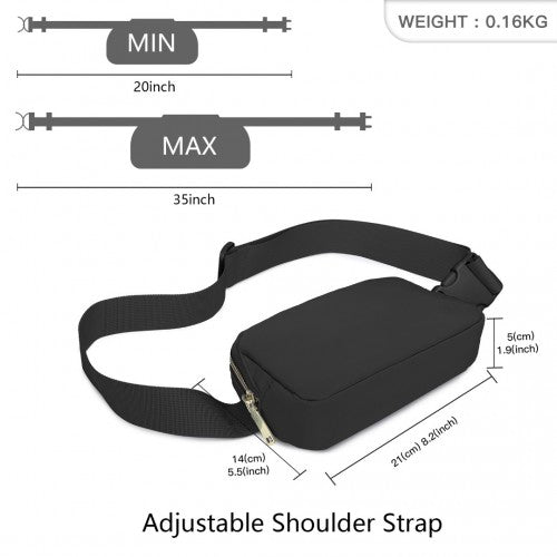 Miss Lulu Lightweight Stylish Water - Resistant Casual Bum Bag - Black