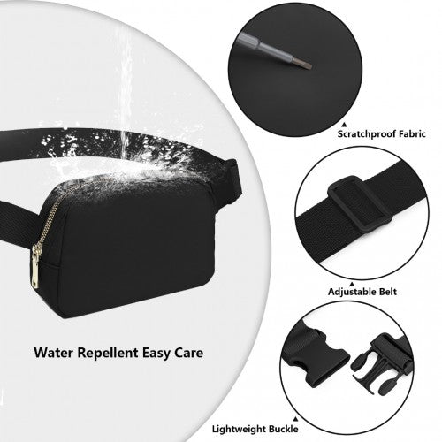 Miss Lulu Lightweight Stylish Water - Resistant Casual Bum Bag - Black