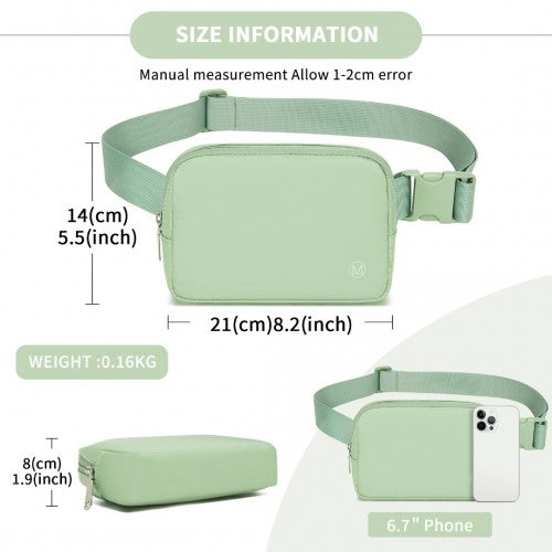 Miss Lulu Lightweight Stylish Water - Resistant Casual Bum Bag - Green