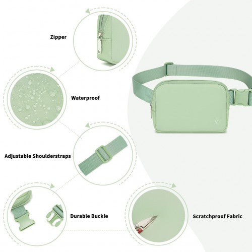 Miss Lulu Lightweight Stylish Water - Resistant Casual Bum Bag - Green