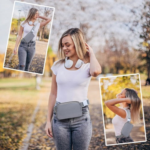 Miss Lulu Lightweight Stylish Water - Resistant Casual Bum Bag - Grey