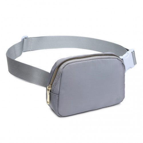 Miss Lulu Lightweight Stylish Water - Resistant Casual Bum Bag - Grey