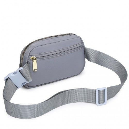 Miss Lulu Lightweight Stylish Water - Resistant Casual Bum Bag - Grey