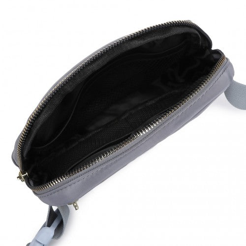Miss Lulu Lightweight Stylish Water - Resistant Casual Bum Bag - Grey