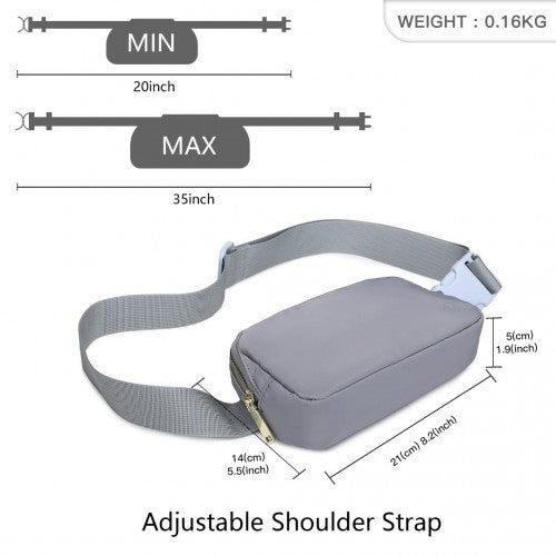Miss Lulu Lightweight Stylish Water - Resistant Casual Bum Bag - Grey
