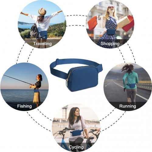 Miss Lulu Lightweight Stylish Water - Resistant Casual Bum Bag - Navy