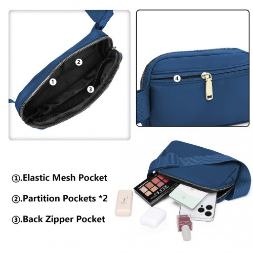 Miss Lulu Lightweight Stylish Water - Resistant Casual Bum Bag - Navy