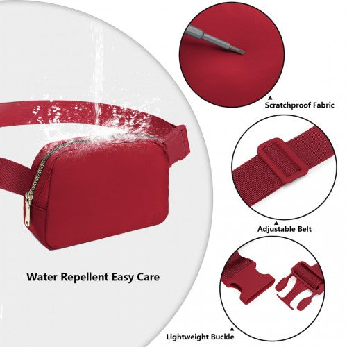 Miss Lulu Lightweight Stylish Water - Resistant Casual Bum Bag - Burgundy