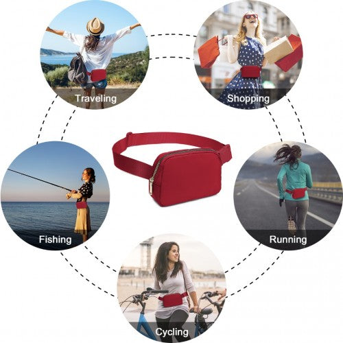 Miss Lulu Lightweight Stylish Water - Resistant Casual Bum Bag - Burgundy