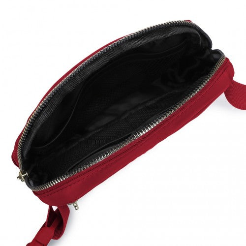 Miss Lulu Lightweight Stylish Water - Resistant Casual Bum Bag - Burgundy