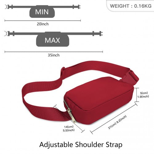 Miss Lulu Lightweight Stylish Water - Resistant Casual Bum Bag - Burgundy