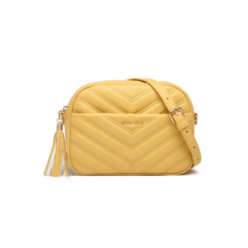 Miss LuLu Lightweight Quilted Leather Cross body Bag - Yellow