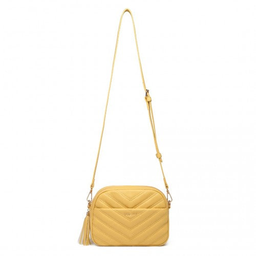 Miss LuLu Lightweight Quilted Leather Cross body Bag - Yellow