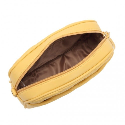 Miss LuLu Lightweight Quilted Leather Cross body Bag - Yellow