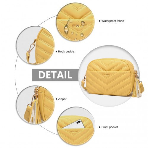Miss LuLu Lightweight Quilted Leather Cross body Bag - Yellow