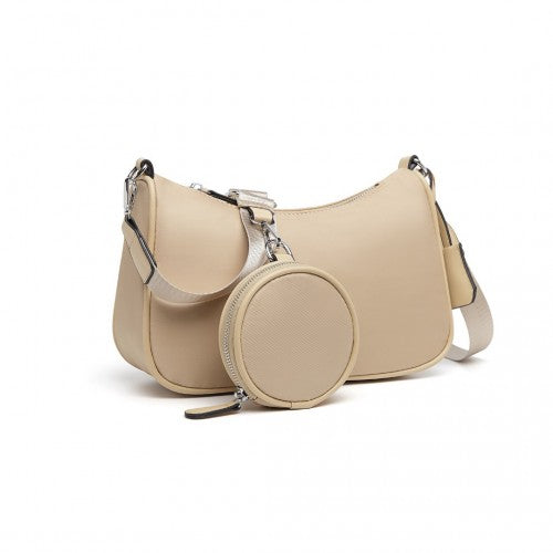 Miss Lulu Cross-Body Handbag with a Detachable Pouch - Khaki