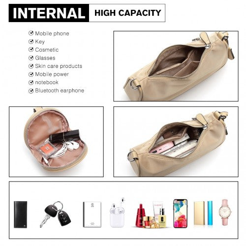 Miss Lulu Cross-Body Handbag with a Detachable Pouch - Khaki