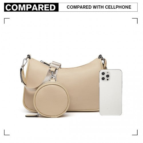 Miss Lulu Cross-Body Handbag with a Detachable Pouch - Khaki