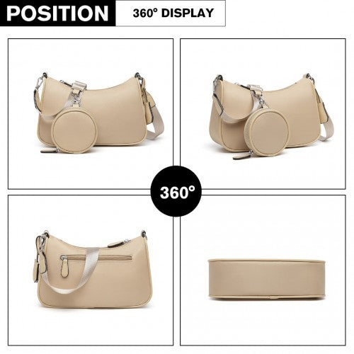 Miss Lulu Cross-Body Handbag with a Detachable Pouch - Khaki