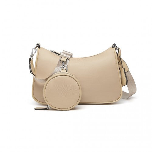 Miss Lulu Cross-Body Handbag with a Detachable Pouch - Khaki