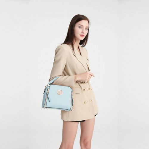 Miss Lulu Leather Look Practical Crossbody Bag - Blue