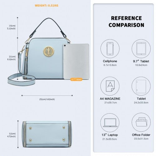 Miss Lulu Leather Look Practical Crossbody Bag - Blue