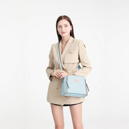 Miss Lulu Leather Look Practical Crossbody Bag - Blue