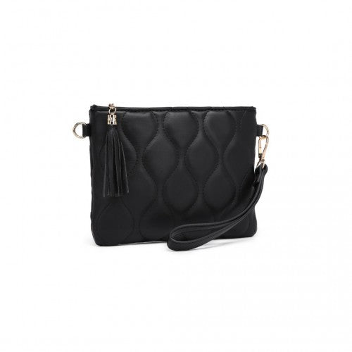 Miss Lulu Small PU Leather Soft Crossbody Bag - Black